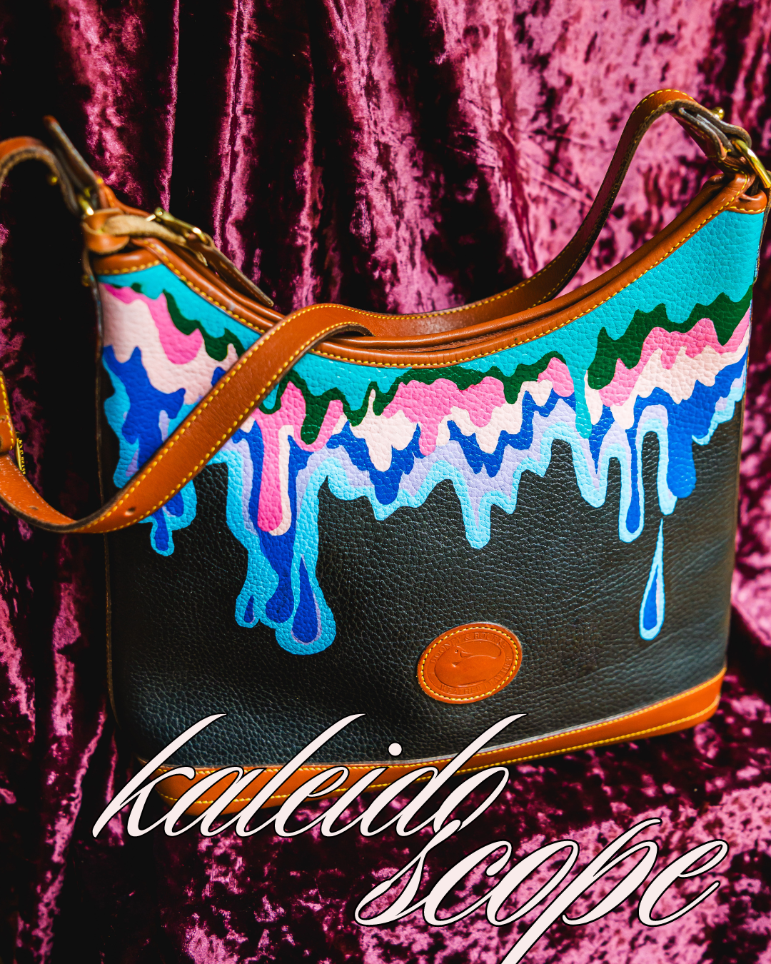painted vintage dooney bourke shoulder bag kaleidescope