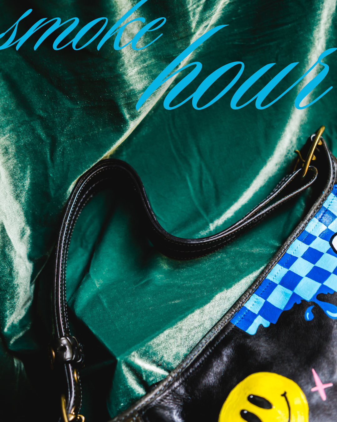 painted vintage coach shoulder bag - smoke hour