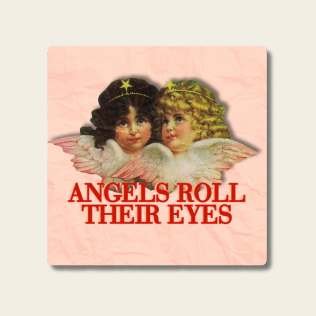 angels roll their eyes fiorucci sticker