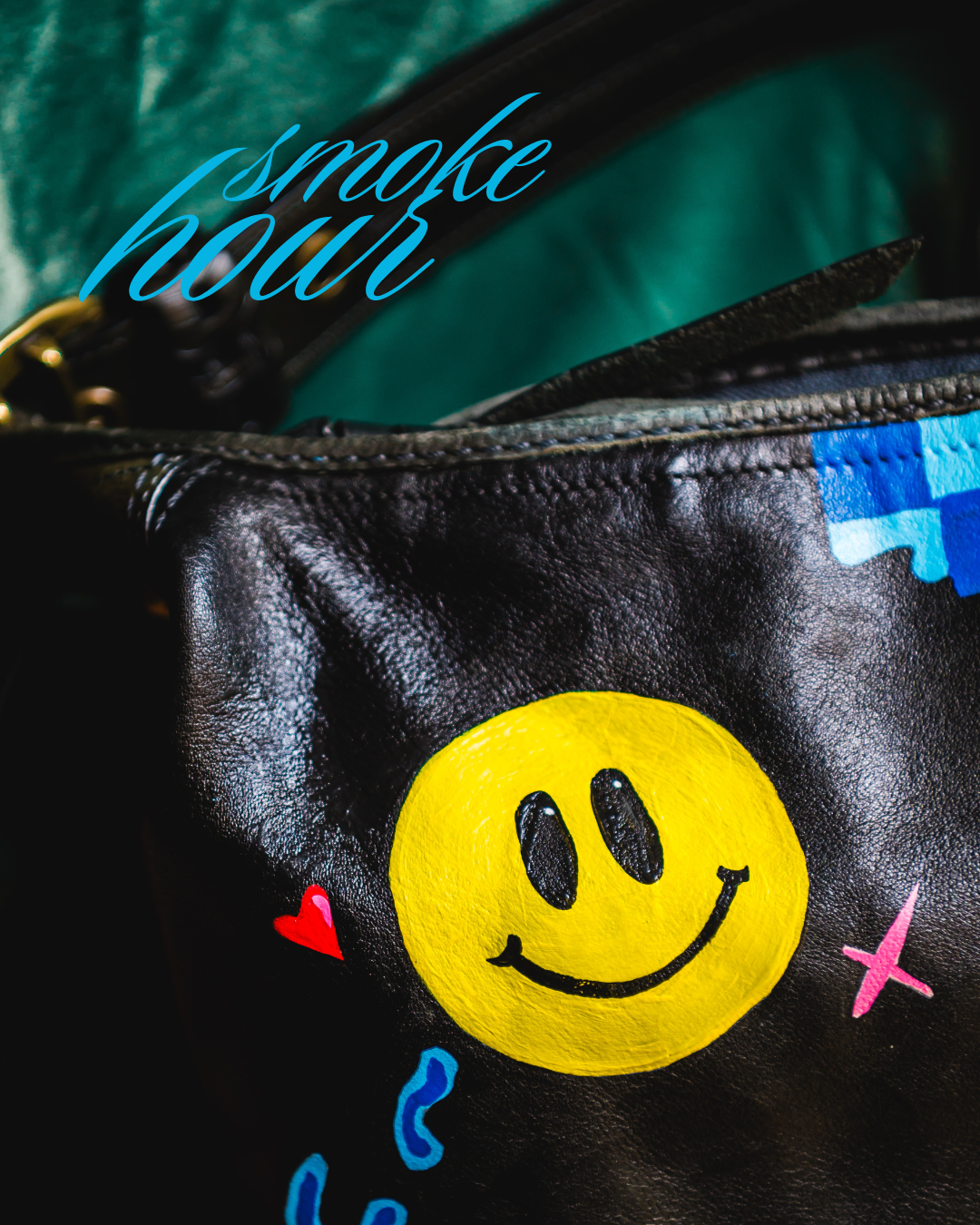 painted vintage coach shoulder bag - smoke hour