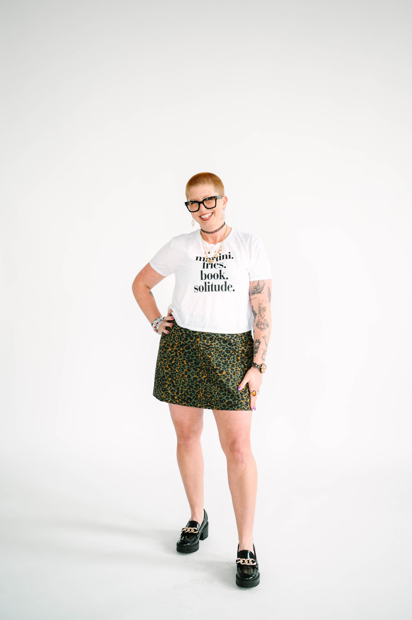 martini fries books solitude cropped tee