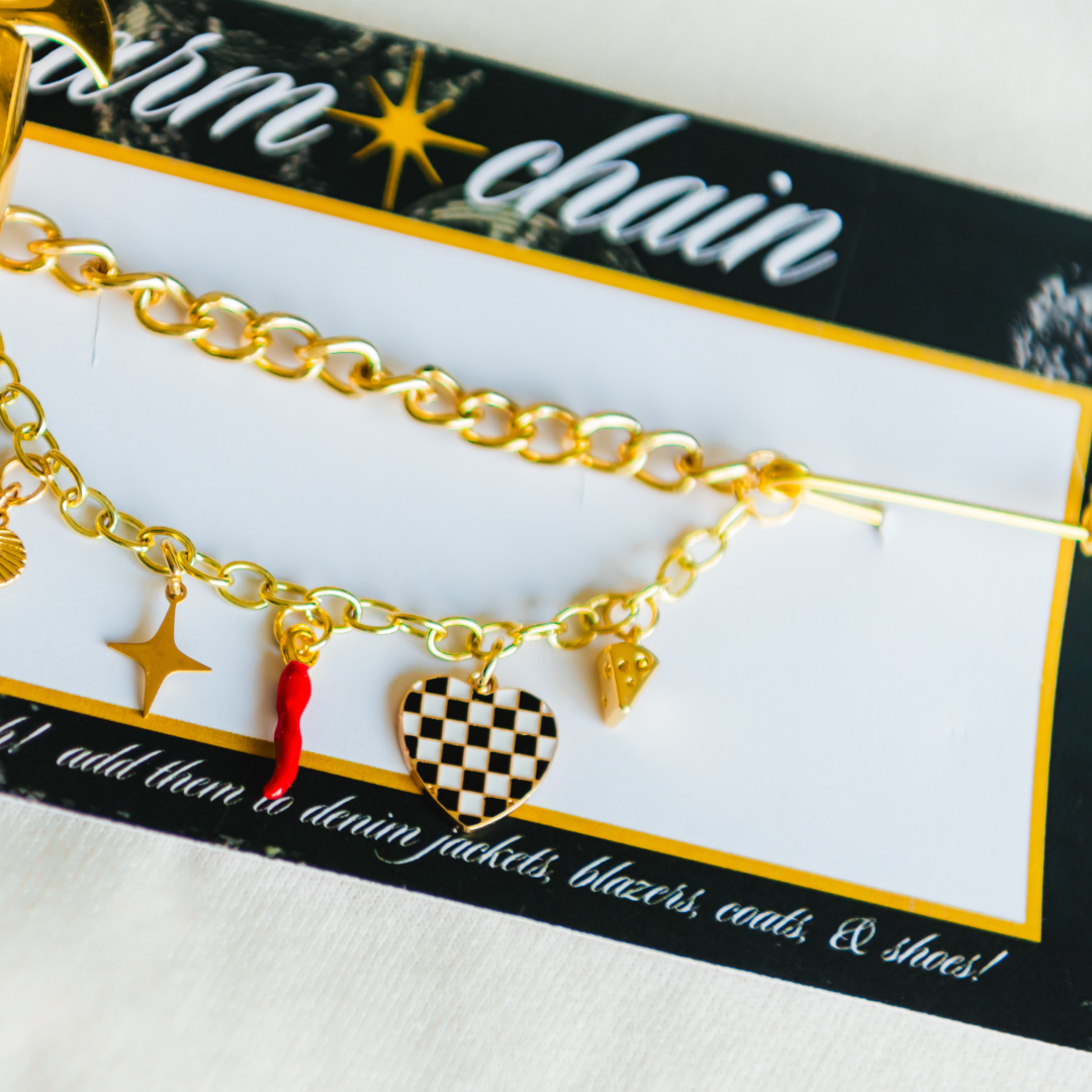 bow mama // charm chain with brooch