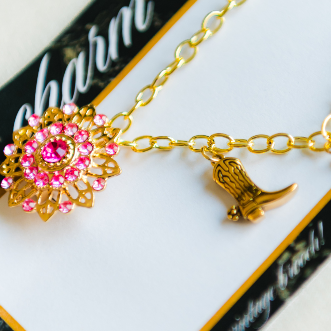 pink pony club // charm chain with brooch