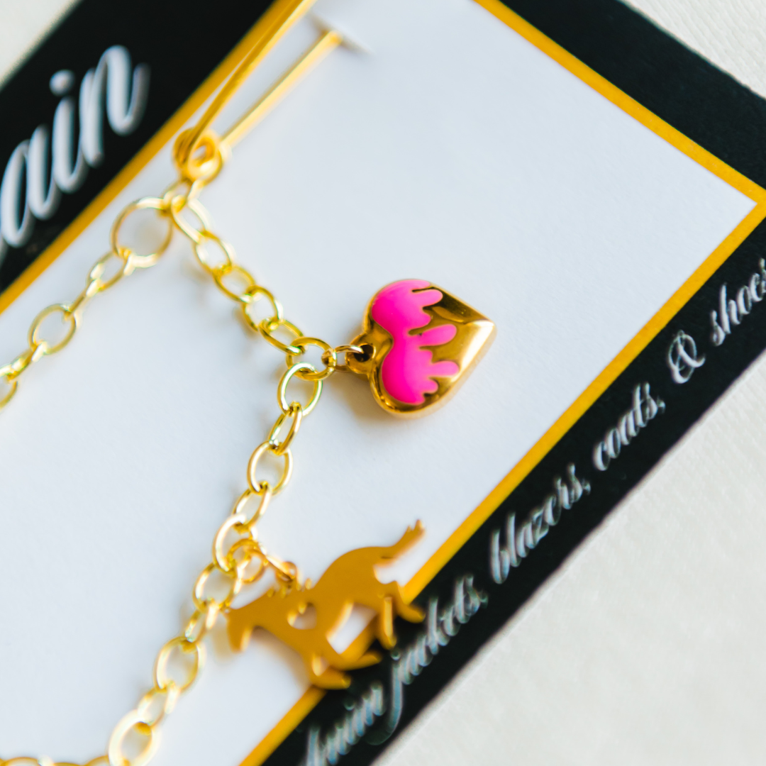 pink pony club // charm chain with brooch