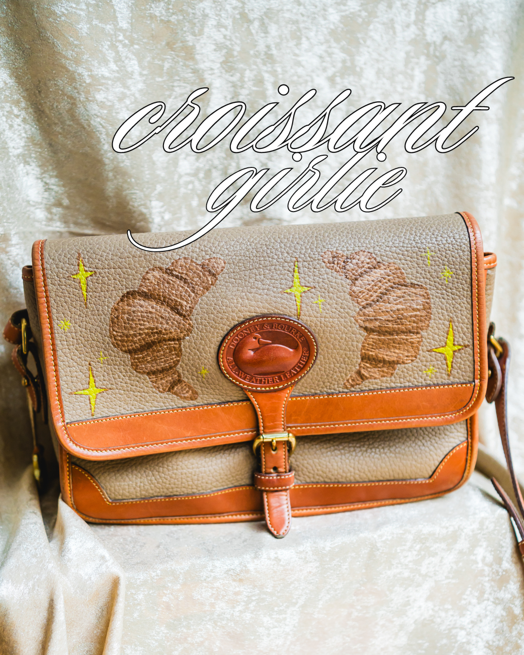 painted vintage dooney & bourke crossbody bag - croissant girlie