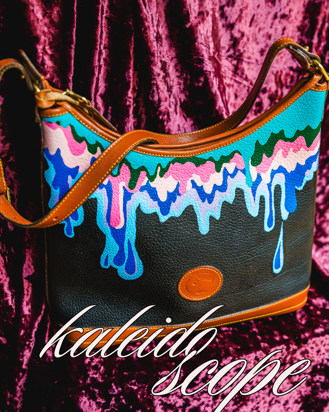 painted vintage dooney & bourke shoulder bag - kaleidescope