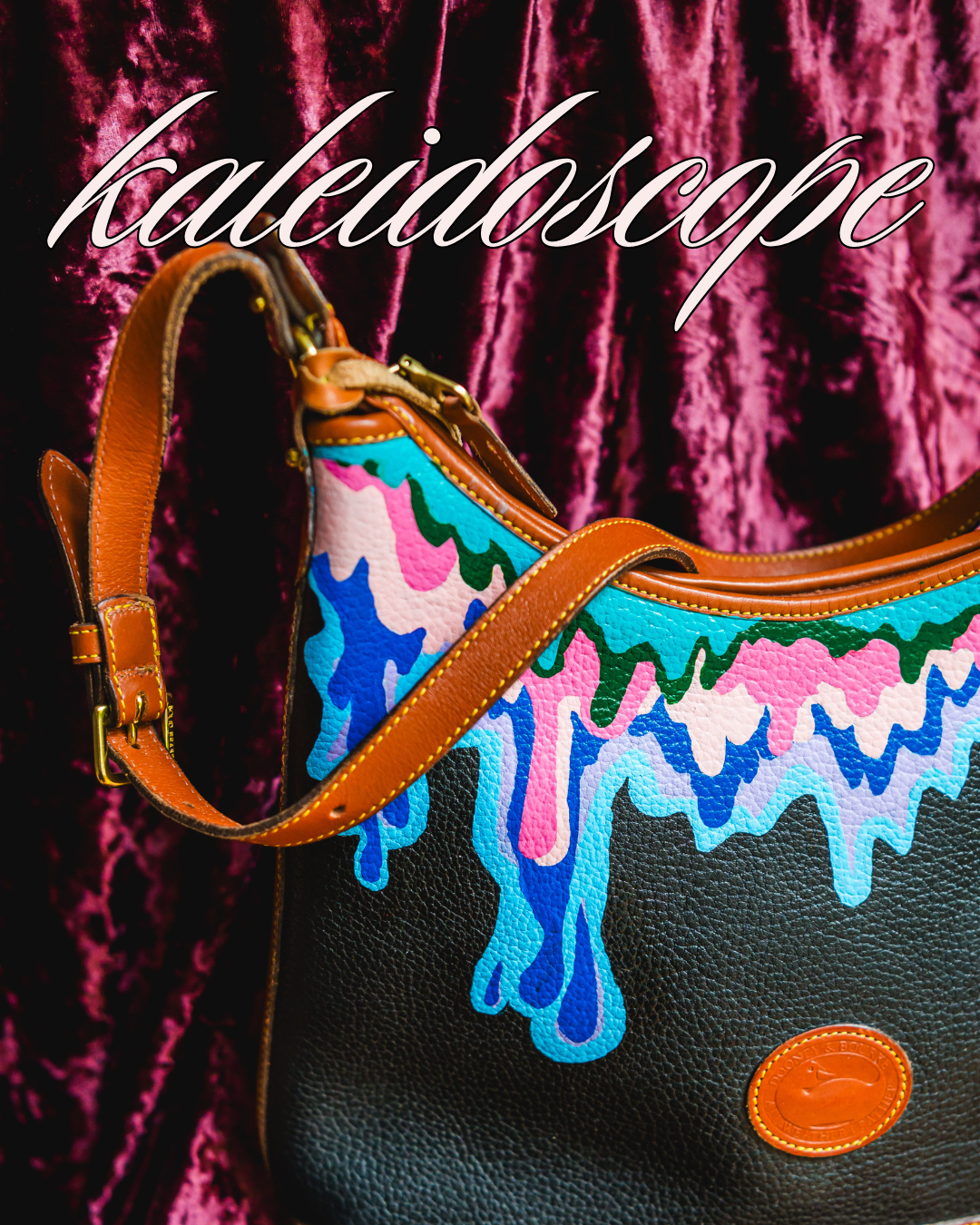 painted vintage dooney & bourke shoulder bag - kaleidescope